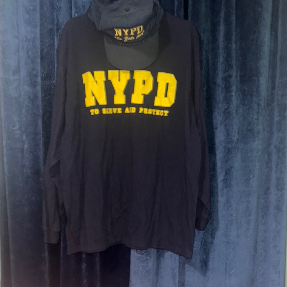 NYPD Black Long Sleeve Shirt and Cap Set